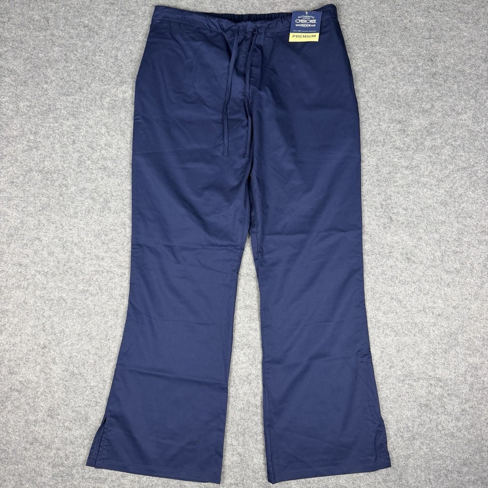 Cherokee Workwear Premium Navy Blue Scrub Pants Womens S Petite NWT Drawstring